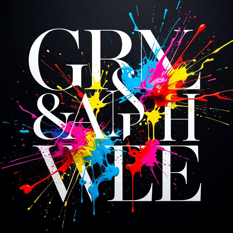 Bold serif typography with paint splatter