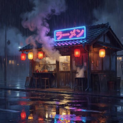 Tower at Dusk - An imagined city tower at dusk with low clouds, anime-style illustration.